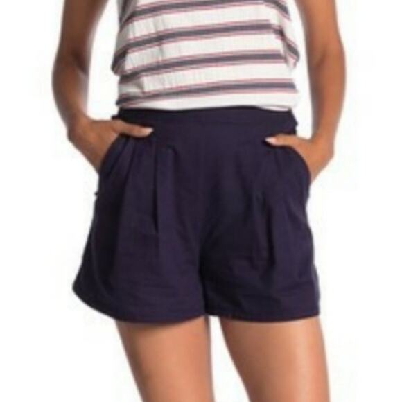 MAX STUDIO linen blend navy blue side button casual shorts Size M NEW - Picture 8 of 8